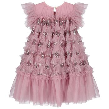 Girls Pink Sequin Tulle Dress