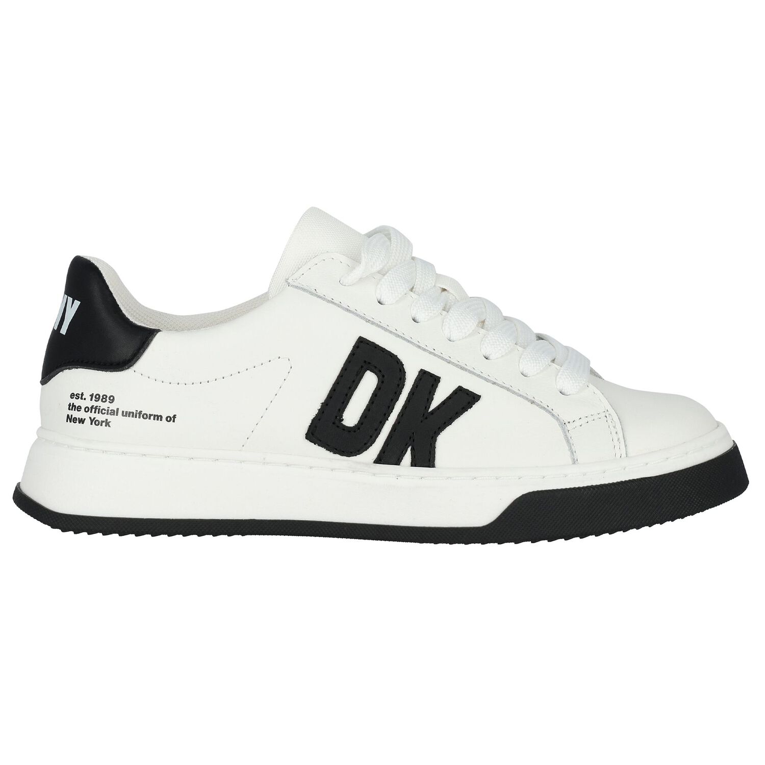 White & Black Leather Logo Trainers, 1, hi-res image number null