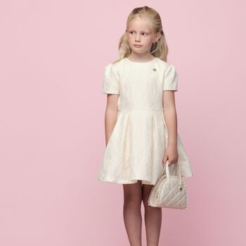 Girls Ivory Logo Quilted Handbag