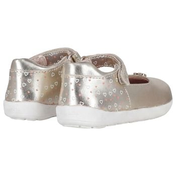 Younger Girls Gold Heart Shoes