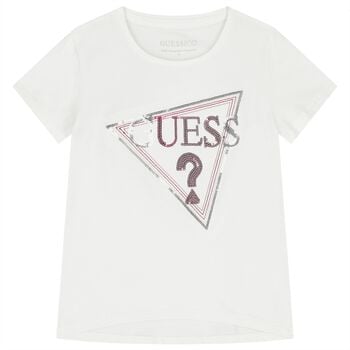 Girls White Embellished Logo T-Shirt