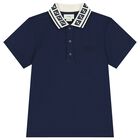 Boys Navy Logo Polo Shirt, 1, hi-res