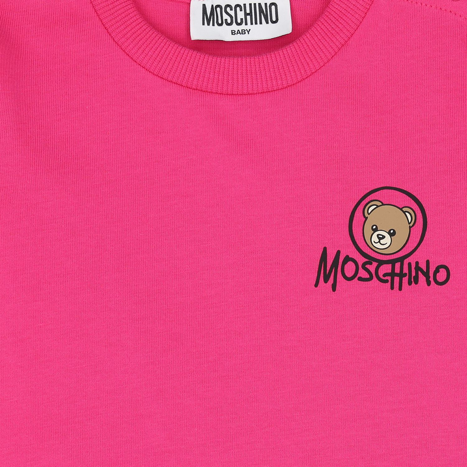 Younger Girls Pink Teddy Bear Logo Long Sleeve Top, 3, hi-res