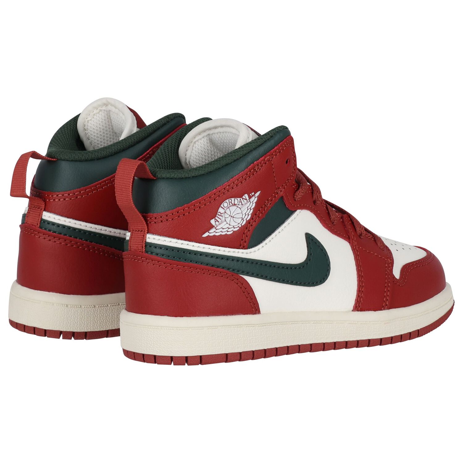 Red, Green & White Air Jordan 1 Mid Trainers, 3, hi-res