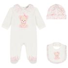 Baby Ivory & Pink Teddy Bear Babygrow Gift Set, 1, hi-res