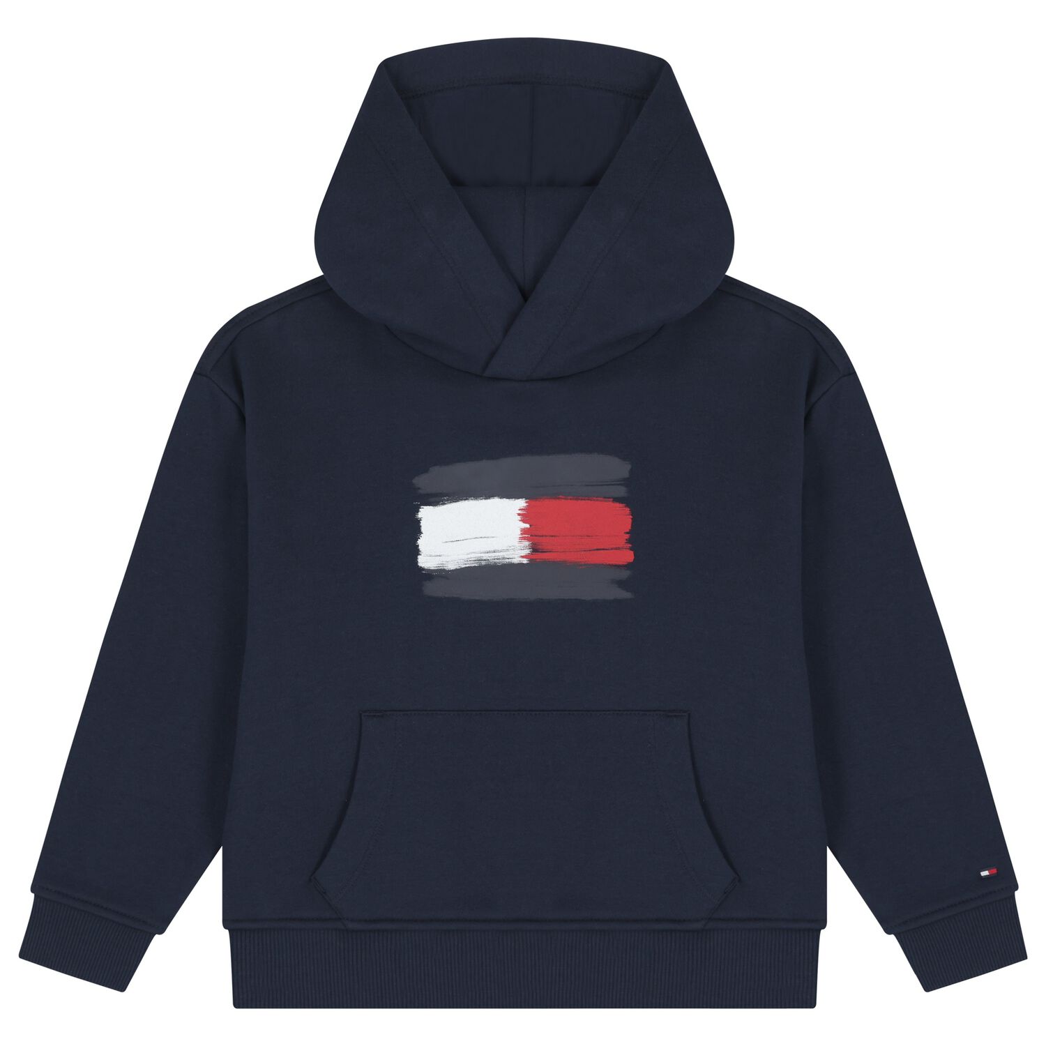 Boys Navy Blue Logo Hooded Top, 1, hi-res