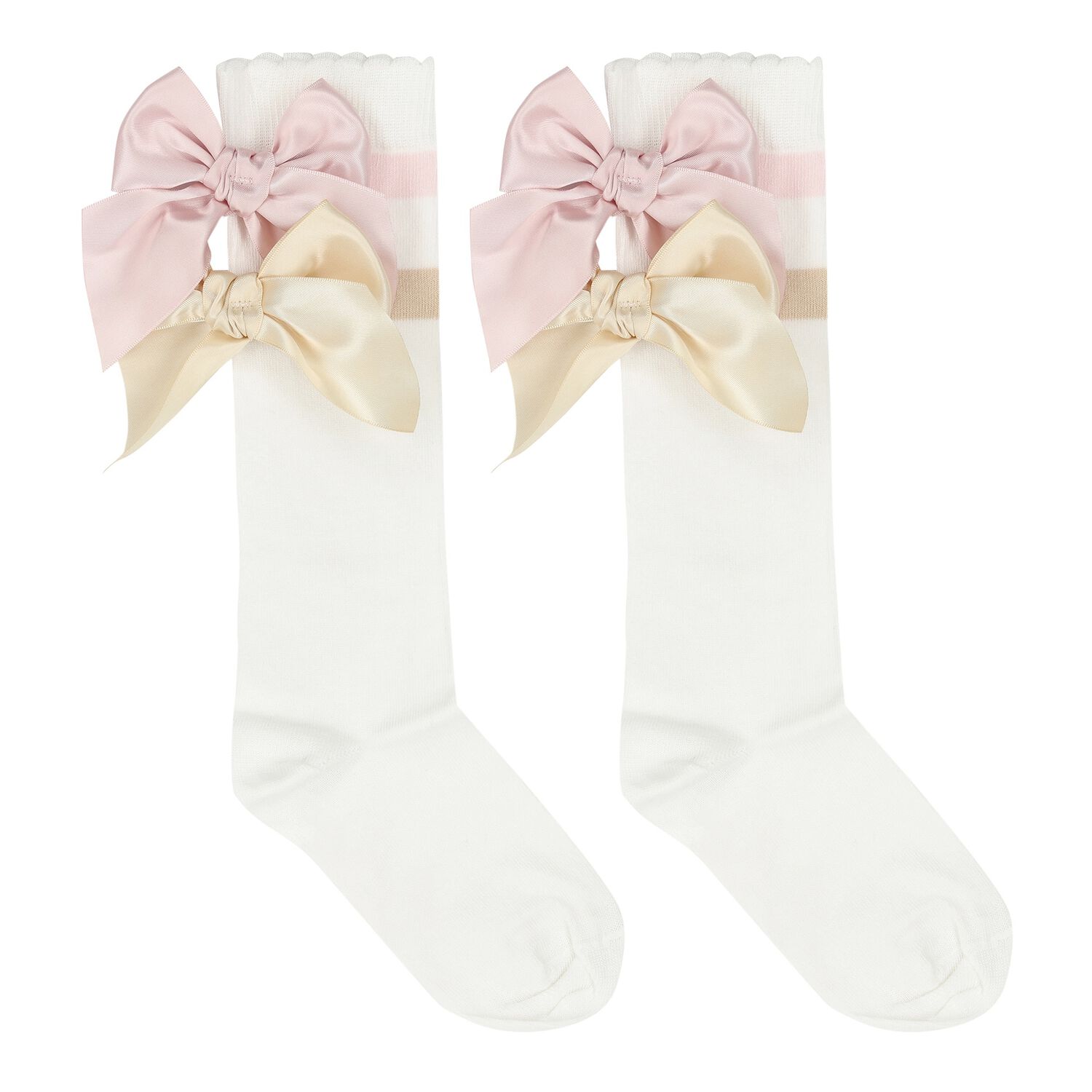 Girls White Bow Socks, 1, hi-res image number null