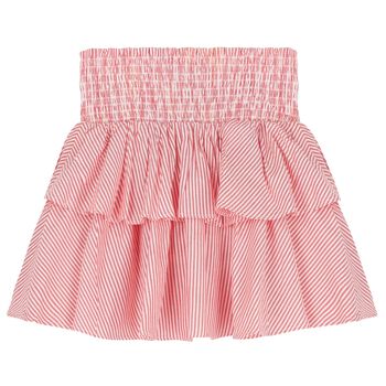 Girls Red & White Striped Skirt
