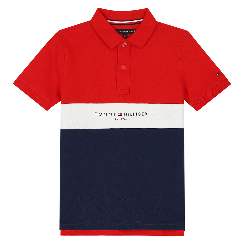 tæerne kran mumlende Tommy Hilfiger Boys Red, White & Navy Logo Polo Shirt | Junior Couture USA