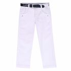 Boys White Trousers, 1, hi-res
