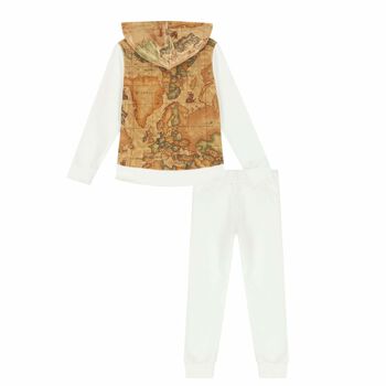 Girls Ivory & Beige Geo Map Tracksuit