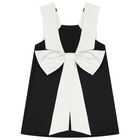 Girls Black & White Bow Dress, 1, hi-res