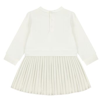 Younger Girls Ivory & Gold Pleated Dress, 1 Younger Girls Ivory & Gold Pleated Dress