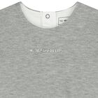 طقم تنوره بنات بالشعار باللون الابيض والرمادى , 1, hi-res