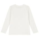 Girls Ivory Floral Logo Long Sleeve Top, 1, hi-res
