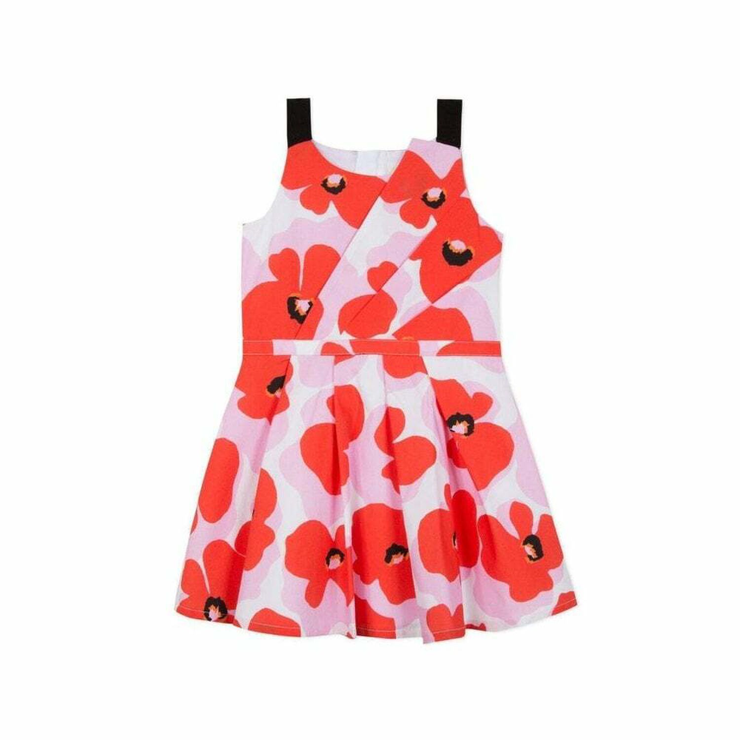Girls Red & Pink Cotton Dress, 1, hi-res