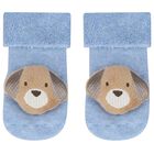 Baby Boys Blue Puppy Knitted Hat & Socks Set, 3, hi-res