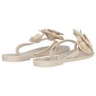 Girls Beige Logo Flower Flip Flops, 1, hi-res