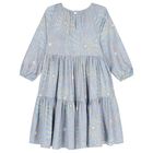 Girls Blue Star Tiered Dress, 1, hi-res