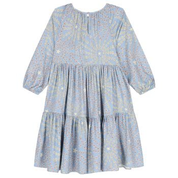 Girls Blue Star Tiered Dress