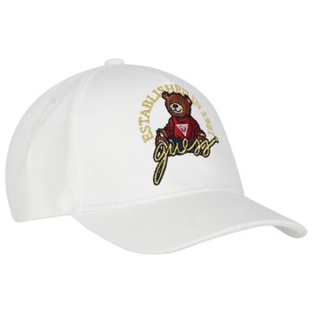 Boys White Teddy Bear Cap