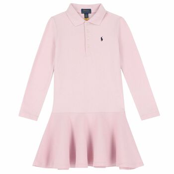 Girls Pink Logo Polo Dress 