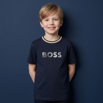 Boys Navy Blue Logo T-Shirt