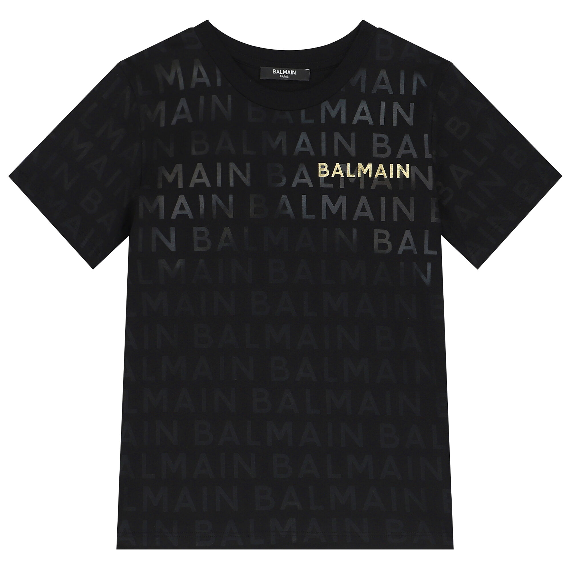 Balmain Black Gold Logo T Shirt Junior Couture USA