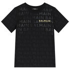 تيشيرت بالشعار باللون الأسود والذهبي, 1, hi-res