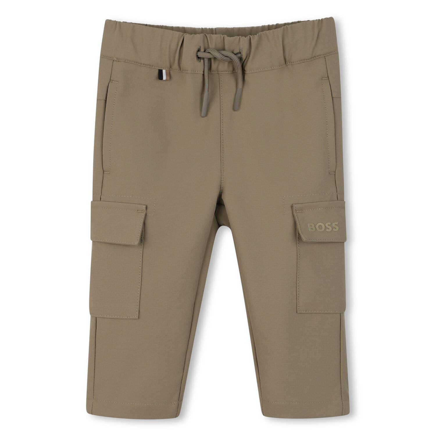 Younger Boys Beige Logo Trousers, 1, hi-res