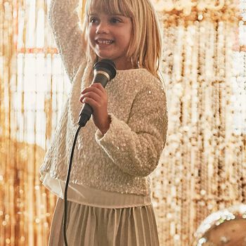 Girls Ivory & Beige Embellished Dress Set