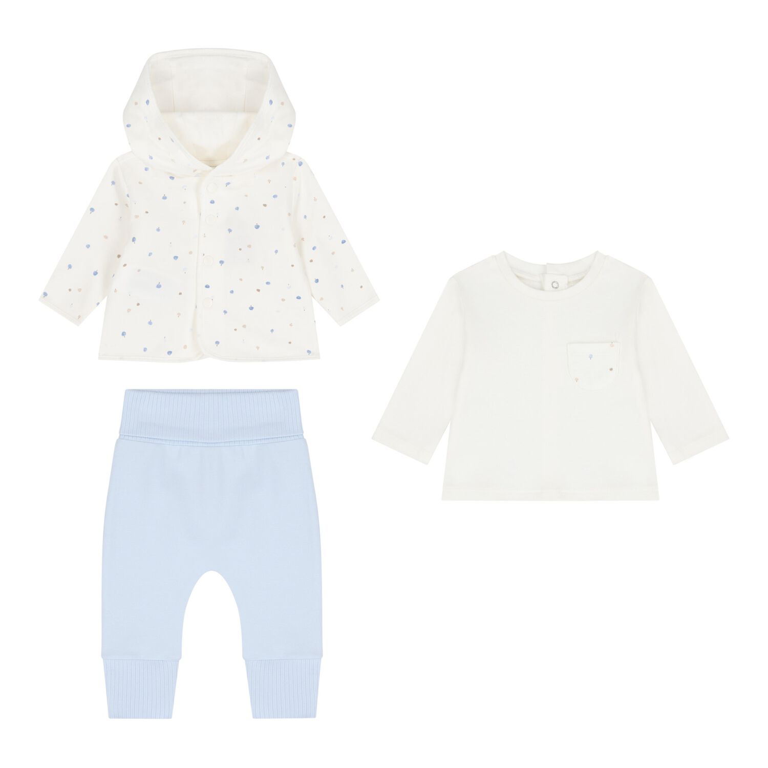 بدلة رياضية للأولاد الصغار باللون العاجي والأزرق  (3 قطع), 3, hi-res