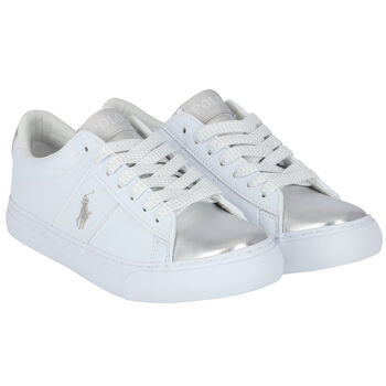 Girls White Logo Trainers