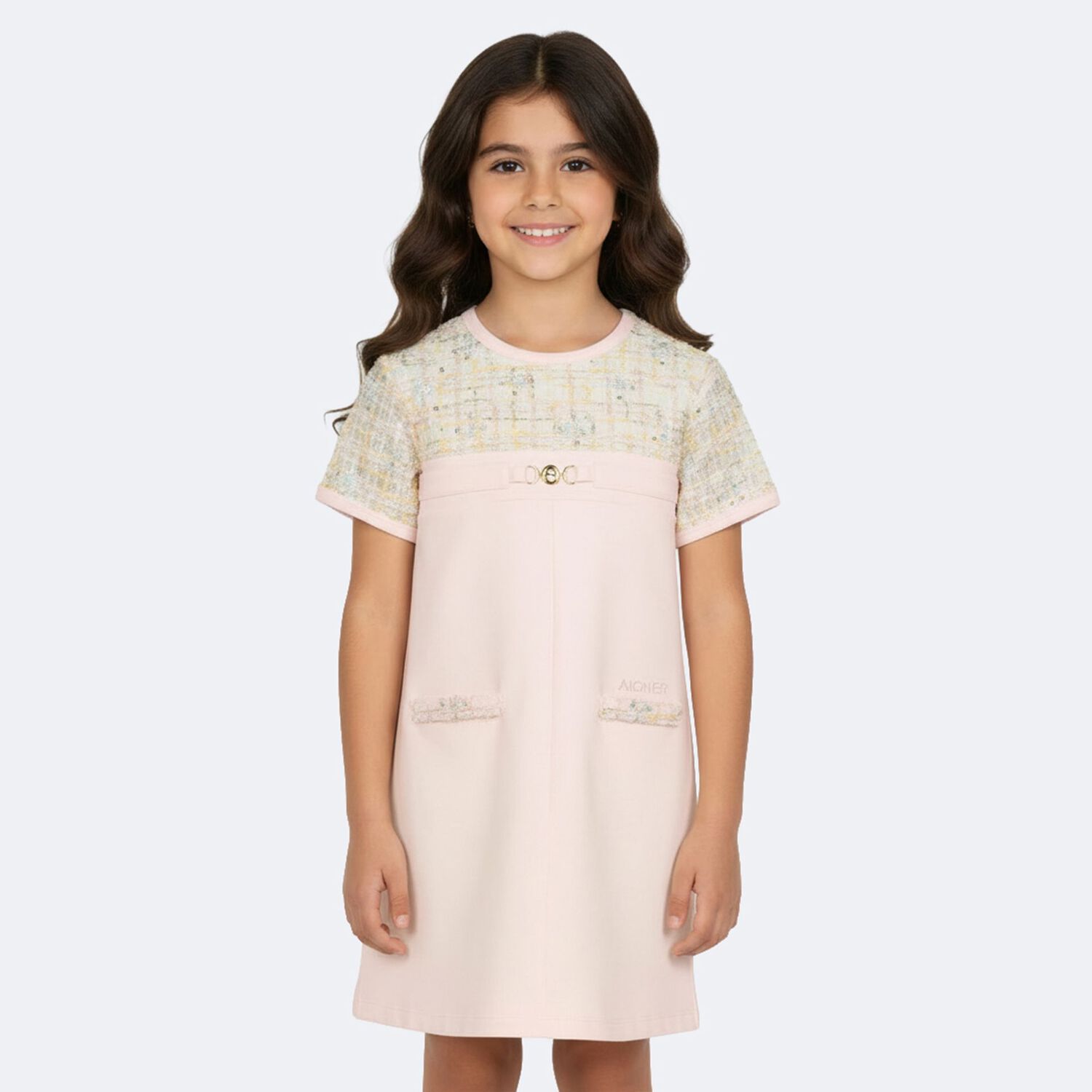 Girls Pink Logo Dress, 2, hi-res
