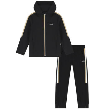 Boys Black Logo Tracksuit