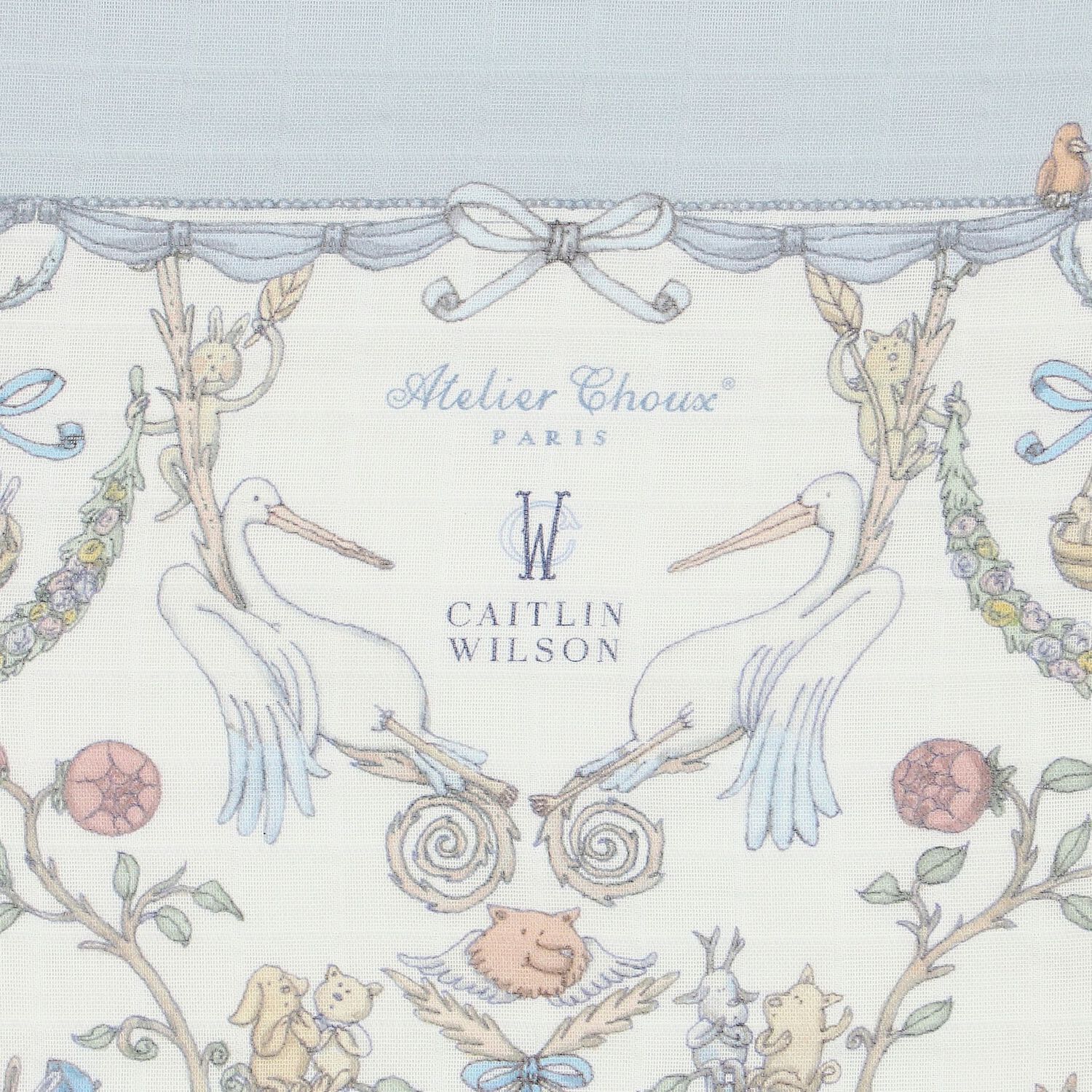 Ivory & Blue Toile de Jouy Baby Swaddle Carré Blanket, 1, hi-res image number null
