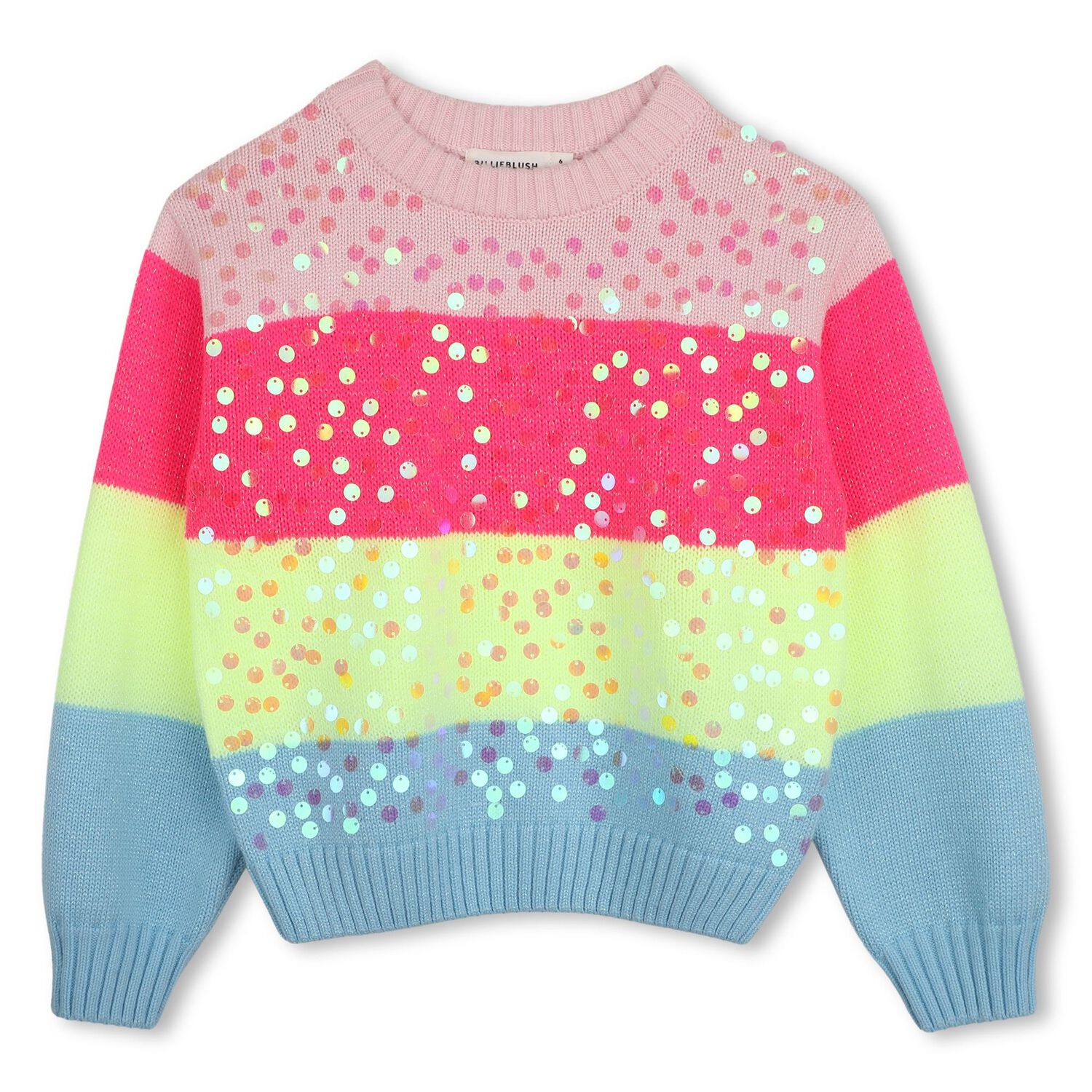 Girls Multi-Coloured Sequin Striped Jumper, 1, hi-res
