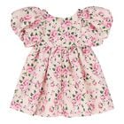 Baby Girls Pink Floral Puff Sleeve Dress, 1, hi-res