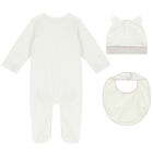 Ivory Babygrow, Hat & Bib Set, 2, hi-res