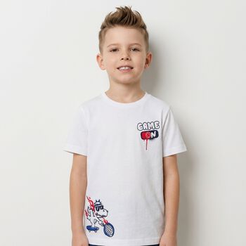 Boys White Dinosaur T-Shirt