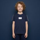 Younger Boys Navy Blue Logo T-Shirt, 4, hi-res