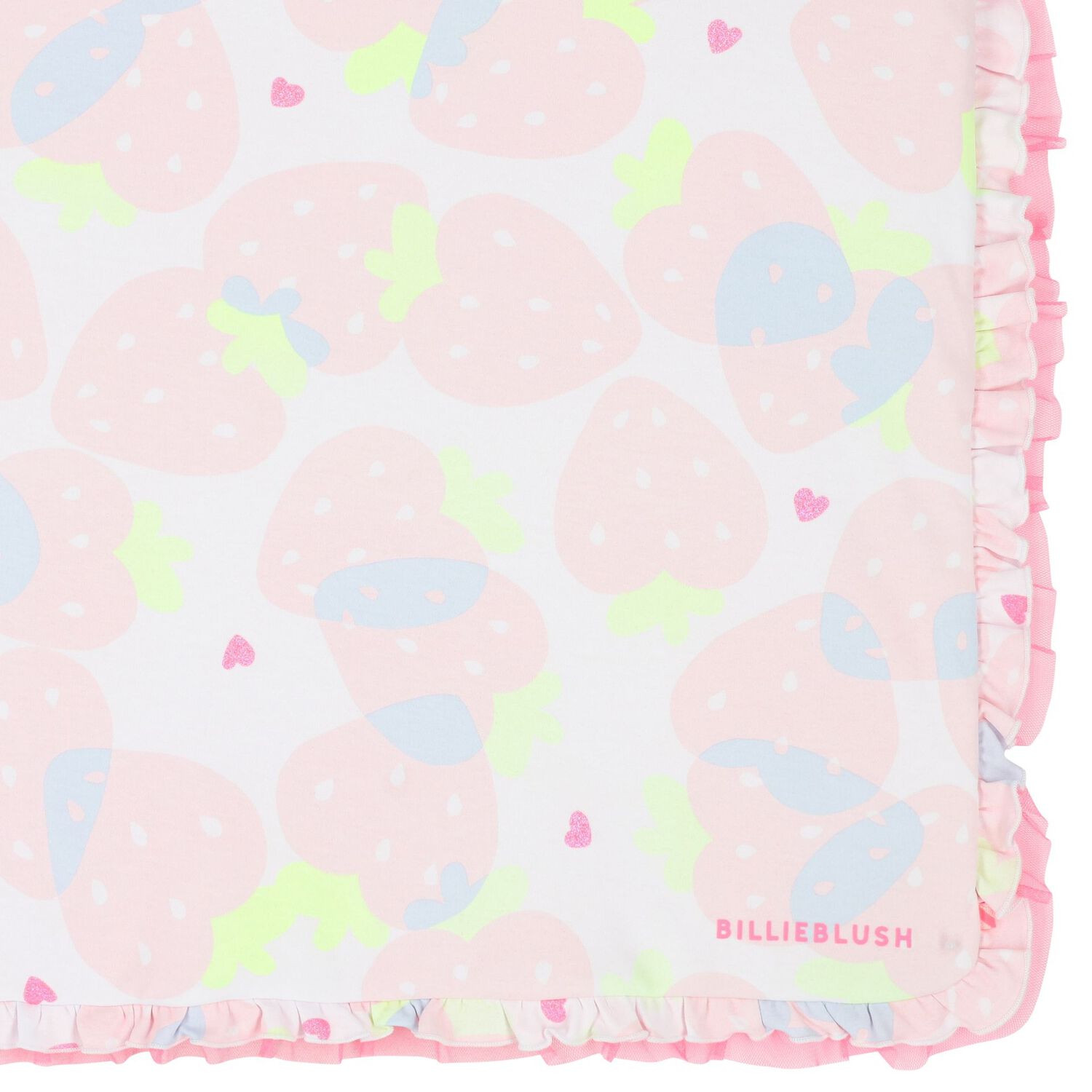Baby Girls Pink Straberry Ruffled Blanket, 1, hi-res