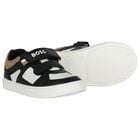 Boys Black, White & Beige Logo Trainers, 1, hi-res