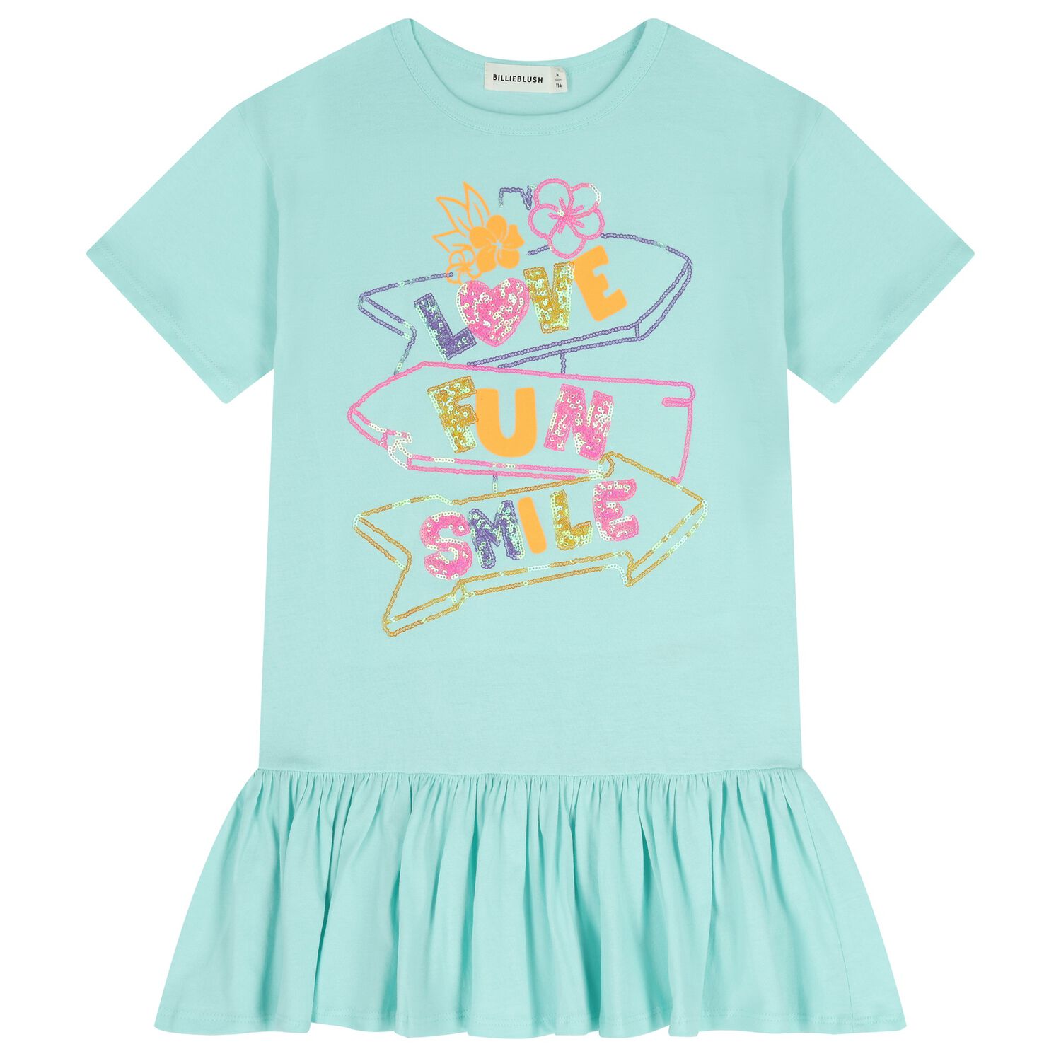 Girls Aqua Embellished Dress, 1, hi-res