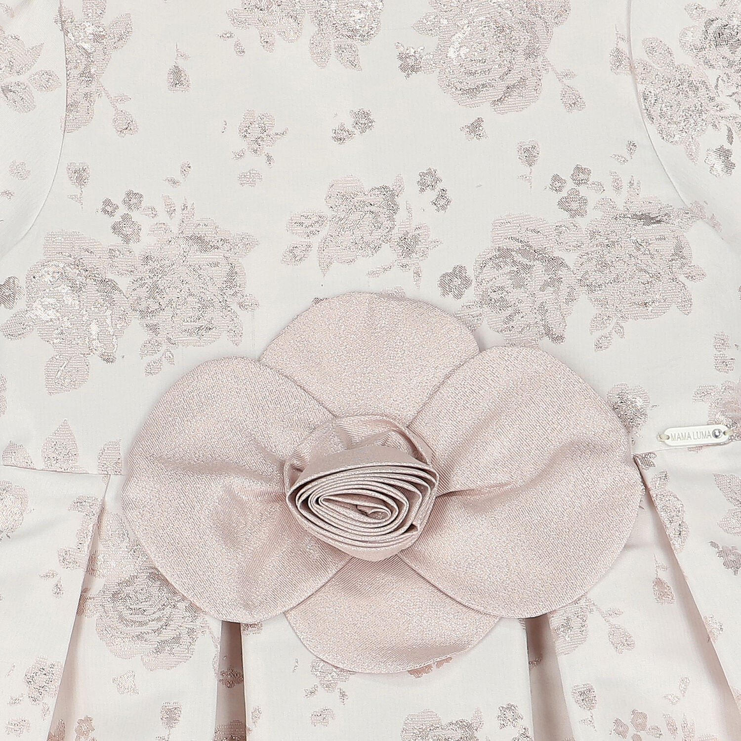 Girls Ivory & Gold Jacquard Dress, 1, hi-res image number null