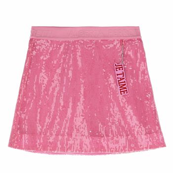 Girls Pink Embellished Skirt