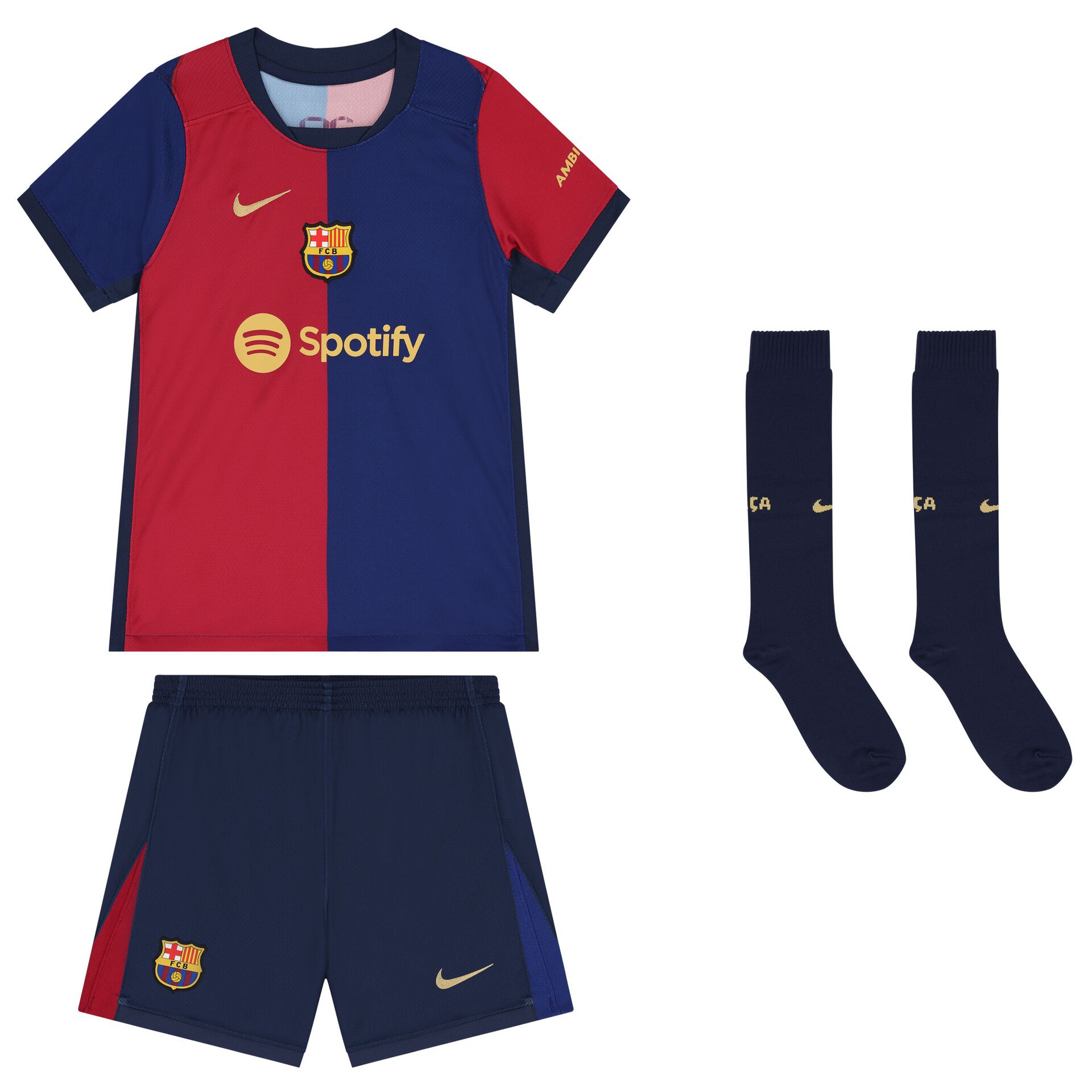 Nike Kids Blue Burgundy F.C. Barcelona 2024 25 Shorts Set Junior Couture USA
