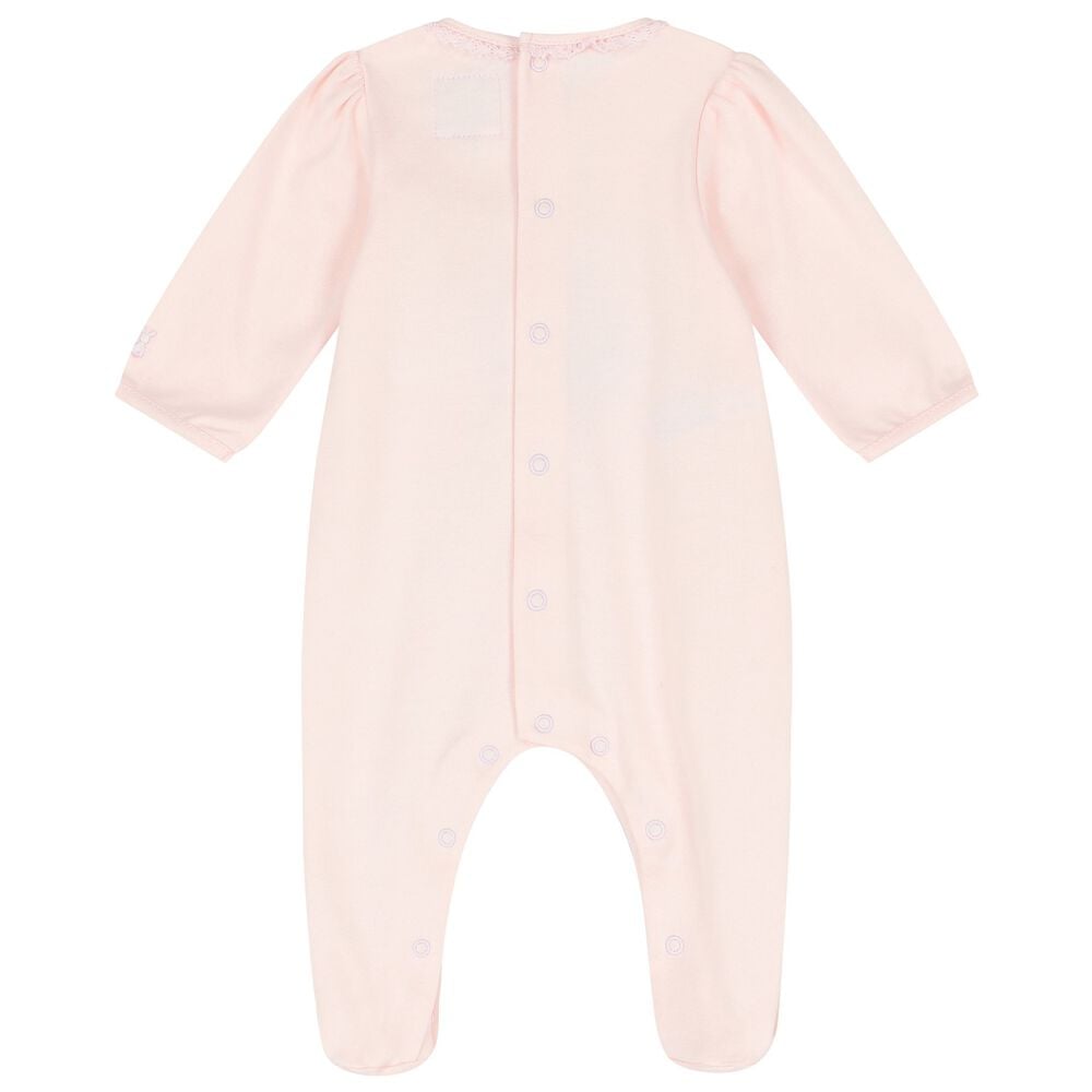 LITTLE A - Genevieve Summer Bloom Diamanté Babygrow - Pale Pink