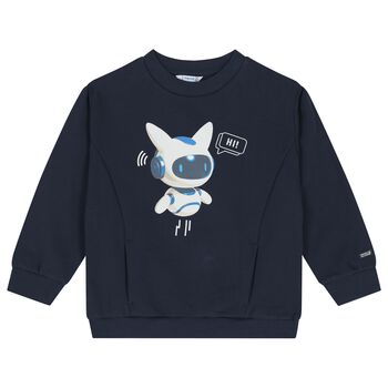 Boys Navy Blue Robot Sweatshirt