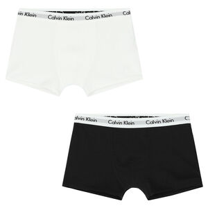 Boys White & Black Logo Boxer Shorts ( 2-Pack )